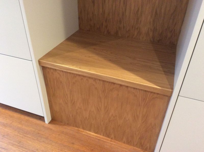 Oak bench in between storage: Swipe To View More Images