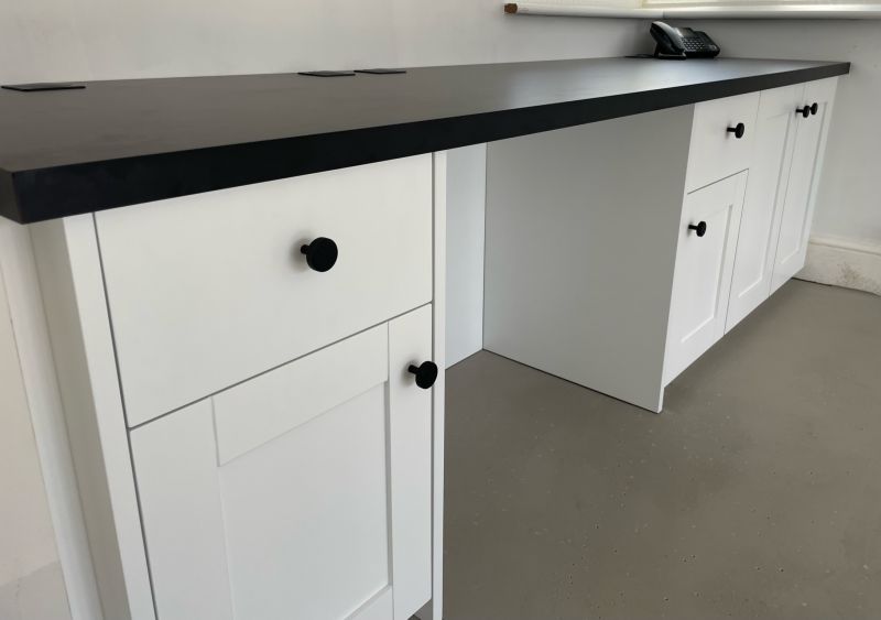Bespoke desk with black laminate top: Swipe To View More Images