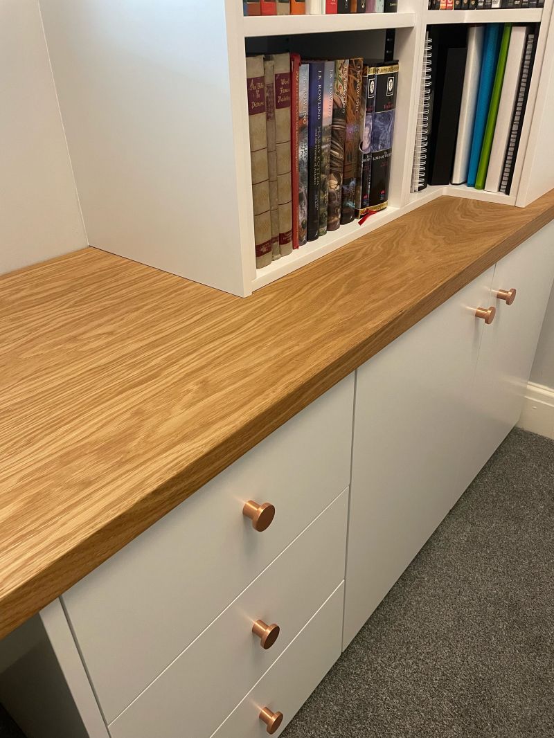 Shelving with oak desk: Swipe To View More Images