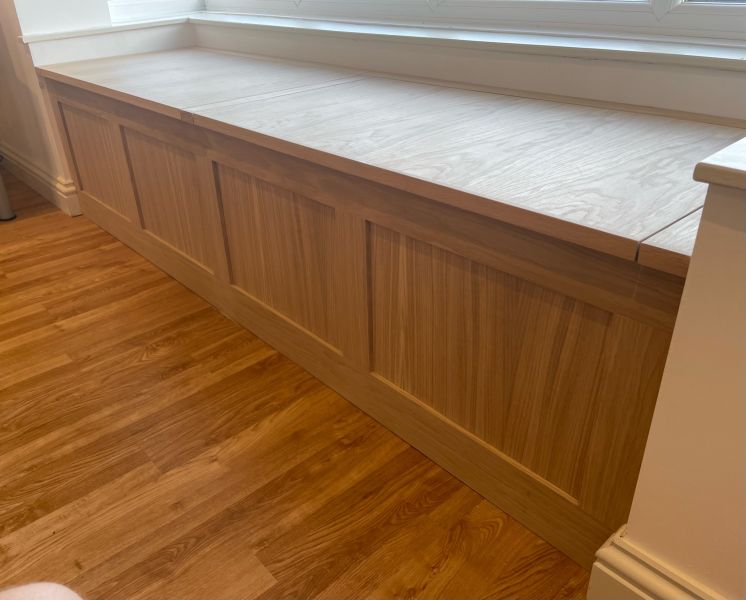 Oak window seat with storage: Swipe To View More Images
