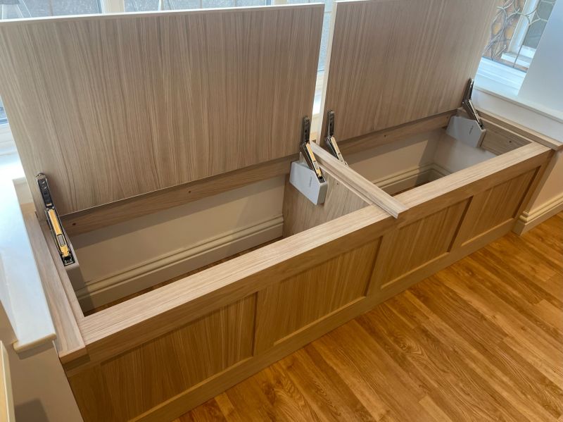 Bespoke window seat with lift up tops: Swipe To View More Images