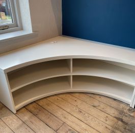 Concave TV cabinet in RAL 9001: Click Here To View Larger Image