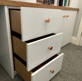 Bespoke drawers with copper knobs: Click Here To View Larger Image