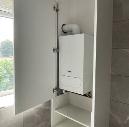 Boiler cabinet with storage: Click Here To View Larger Image