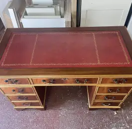 This desk came to myself stained very dark and finished with layers of varnish. After stripping off and prepping I finished it in a Osmo oil. 
#osmooil: Click Here To View Larger Image